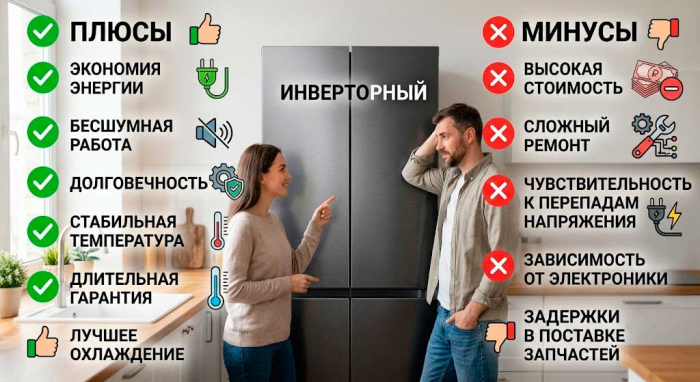 Инверторный холодильник: плюсы и минусы, о которых расскажу на личном опыте Инверторный холодильник: плюсы и минусы, о которых расскажу на личном опыте