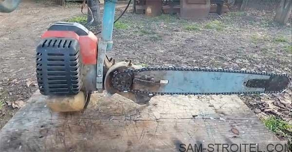 Самодельная бензопила с китайским двигателем от мотокосы Самодельная бензопила с китайским двигателем от мотокосы