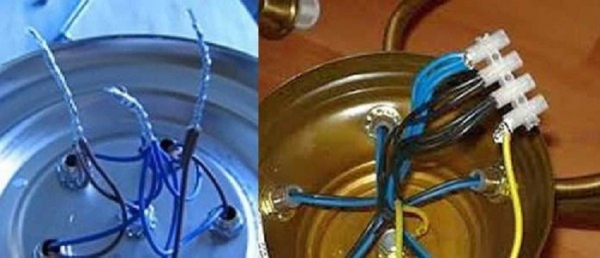 Как подключить люстру с 4 проводами из потолка и двойному выключателю Как подключить люстру с 4 проводами из потолка и двойному выключателю