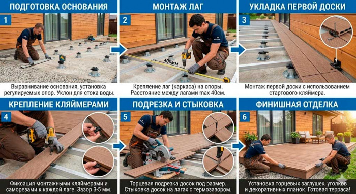 Монтаж террасной доски из ДПК полная инструкция от А до Я | WOODGRAND Монтаж террасной доски из ДПК полная инструкция от А до Я | WOODGRAND