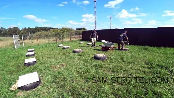 Самый простой и дешёвый фундамент из покрышек своими руками Самый простой и дешёвый фундамент из покрышек своими руками