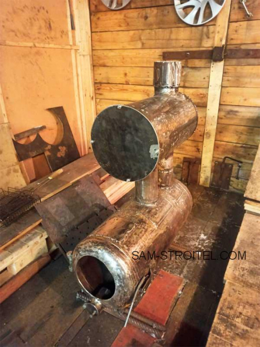 Печь из газового баллона с теплообменником (греет люто)